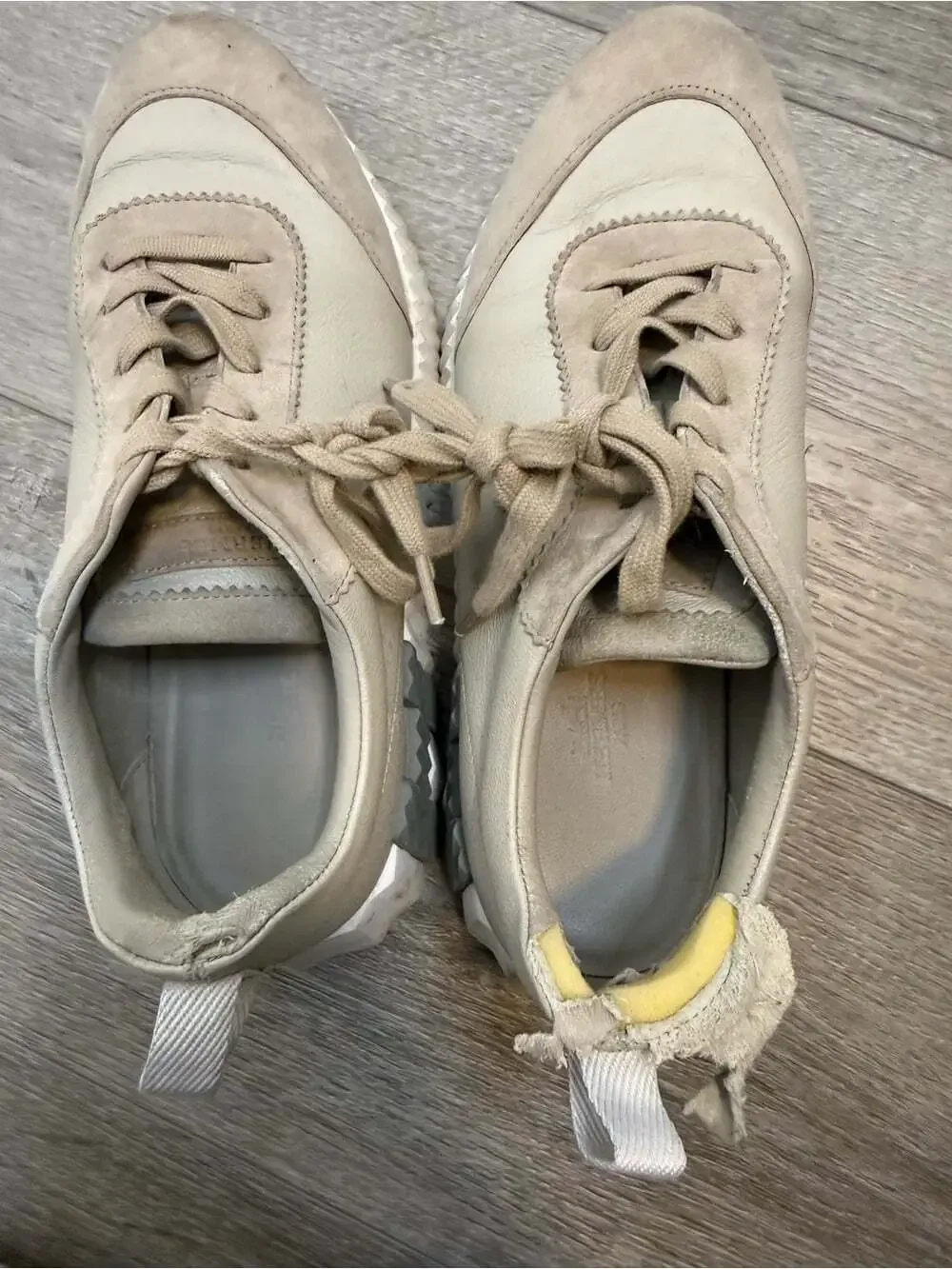 Hermes’ bouncing goatskin suede sneakers beige size 39